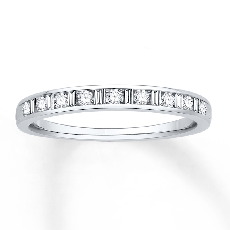 Diamond Anniversary Band 1/4 ct tw Round/Baguette 14K White Gold