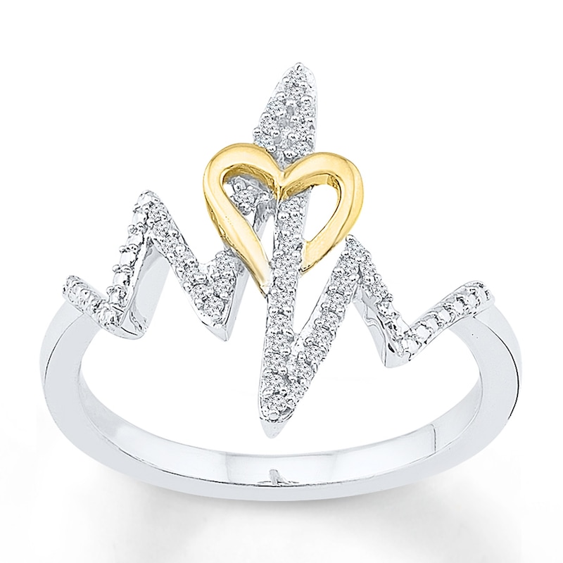 Main Image 1 of Heartbeat Ring 1/8 ct tw Diamonds Sterling Silver/10K Gold