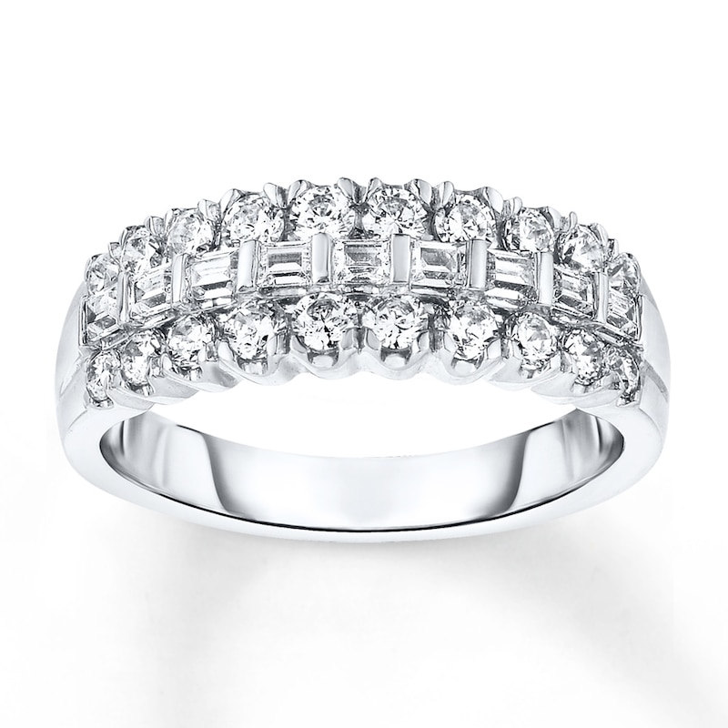 Main Image 1 of Diamond Anniversary Band 1 ct tw Round/Baguette 14K White Gold