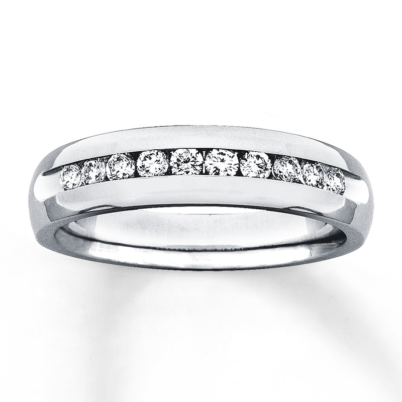 Men's 8mm Diamond Band 1/2 ct tw Round-cut 14K White Gold with 360