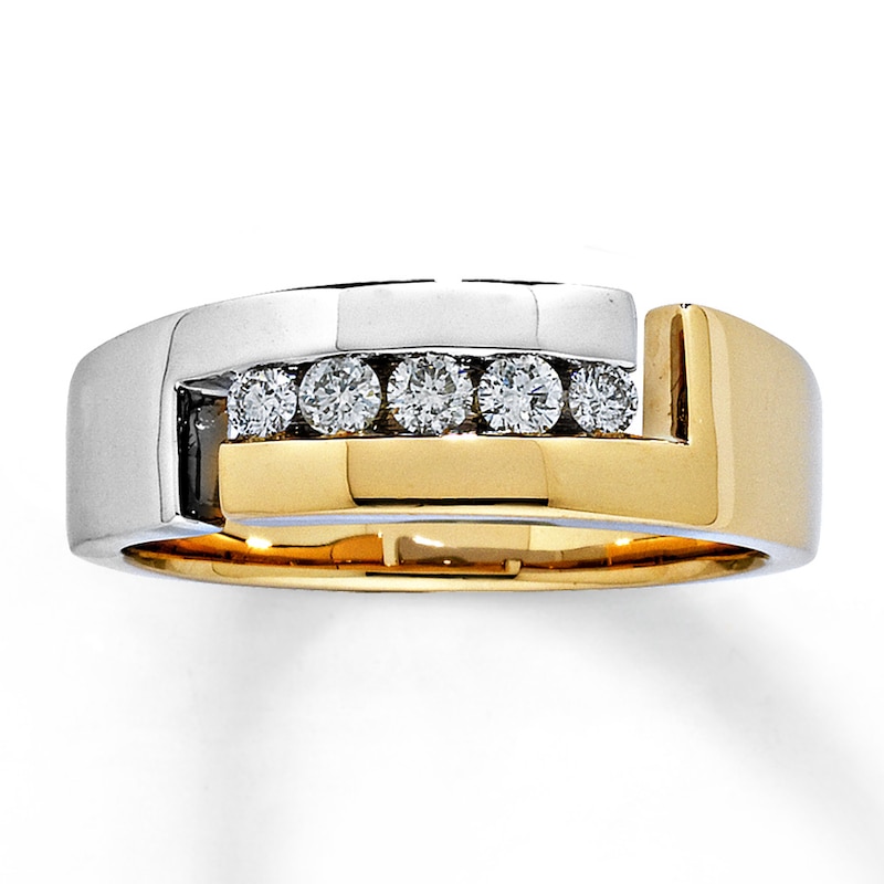 Men's Diamond Band 1/3 ct tw Round-Cut 14K Two-Tone Gold