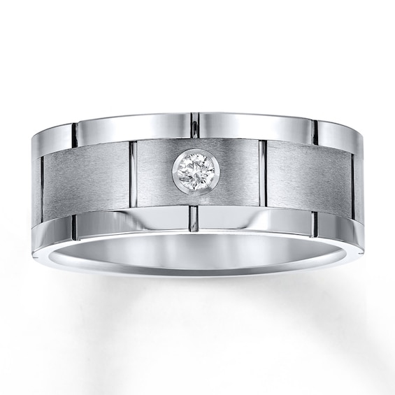 9mm Triton Wedding Band 1/10 ct Diamond White Tungsten Carbide ...
