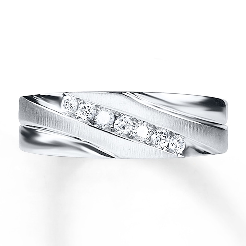 Main Image 1 of Diamond Men's Band 1/4 ct tw Round-cut 10K White Gold