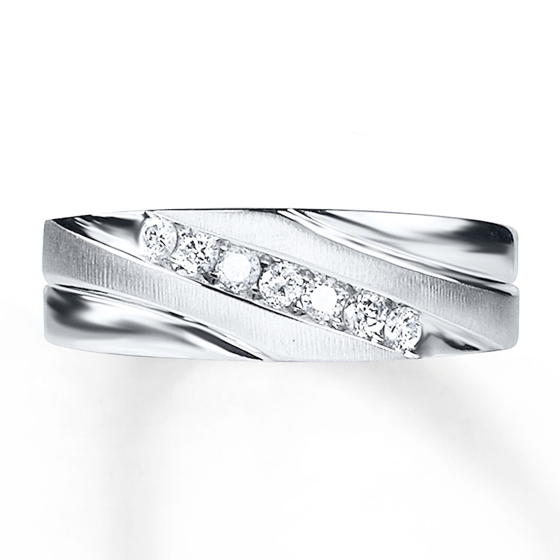 Diamond Men's Band 1/4 ct tw Round-cut 10K White Gold