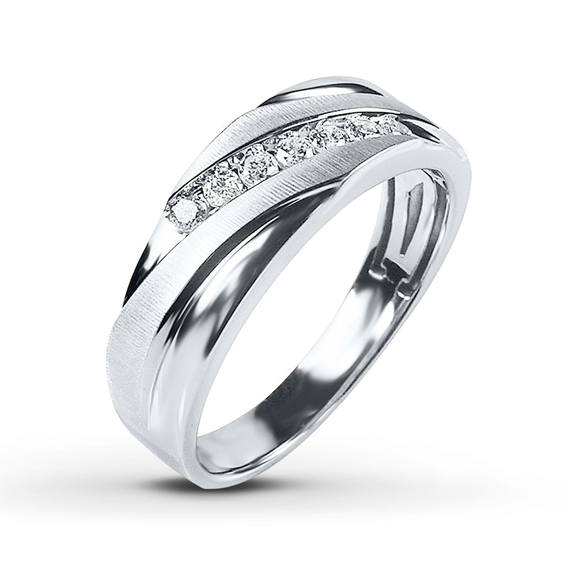 Main Image 2 of Diamond Men's Band 1/4 ct tw Round-cut 10K White Gold