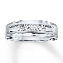 Diamond Men's Band 1/4 ct tw Round-cut 10K White Gold