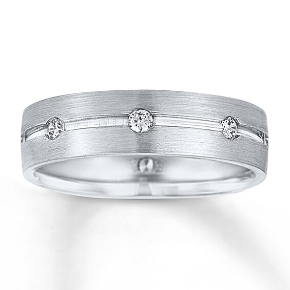 Mens 6Mm 14K White Gold Wedding Band