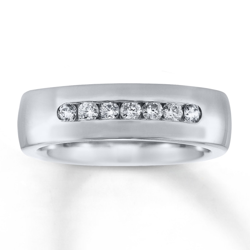 6mm Wedding Band 1/3 ct tw Diamonds 14K White Gold