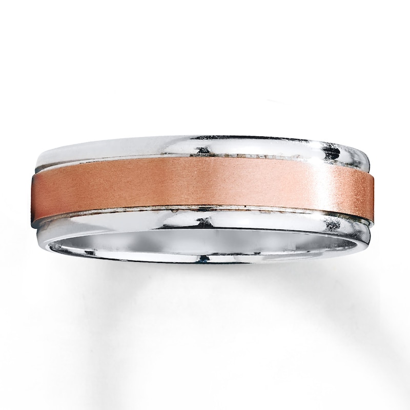 Main Image 1 of Wedding Band 10K Two-Tone Gold 6mm