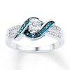 Thumbnail Image 1 of Blue Diamond Ring 1/5 ct tw Round Sterling Silver