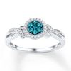 Thumbnail Image 0 of Blue Diamond Ring 1/4 ct tw Round 10K White Gold