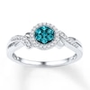 Thumbnail Image 1 of Blue Diamond Ring 1/4 ct tw Round 10K White Gold