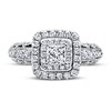 Thumbnail Image 3 of Vera Wang WISH Engagement Ring 1-1/2 ct tw Princess/Round 14K White Gold Ring