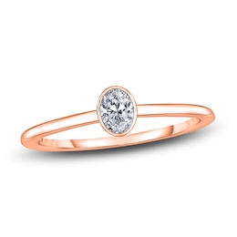 Diamond Solitaire Engagement Ring 1/4 ct tw Bezel-Set Oval 14K Rose Gold (I2/I)