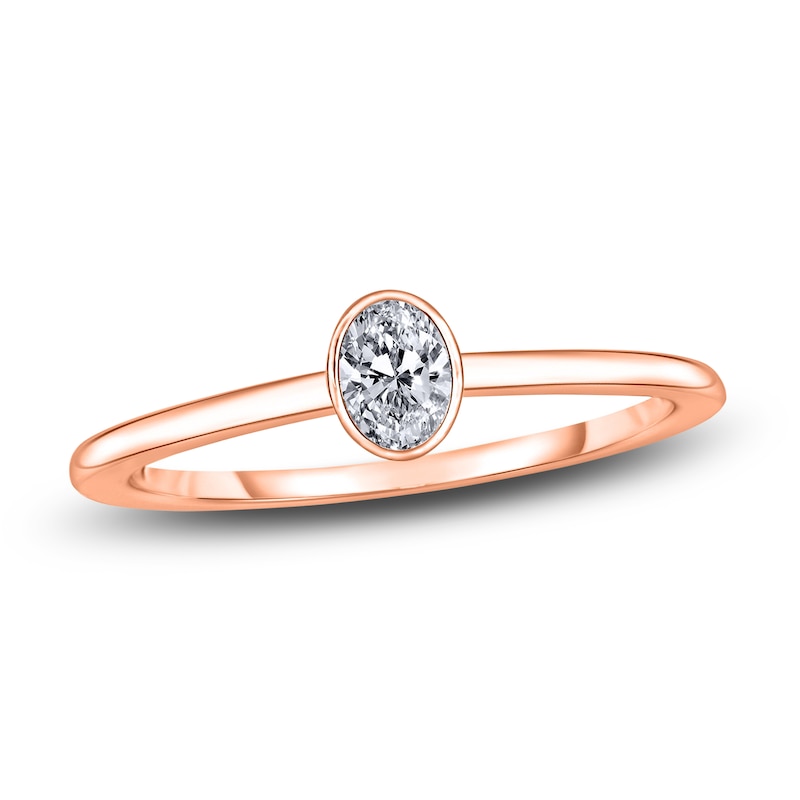 Main Image 1 of Diamond Solitaire Engagement Ring 1/4 ct tw Bezel-Set Oval 14K Rose Gold (I2/I)