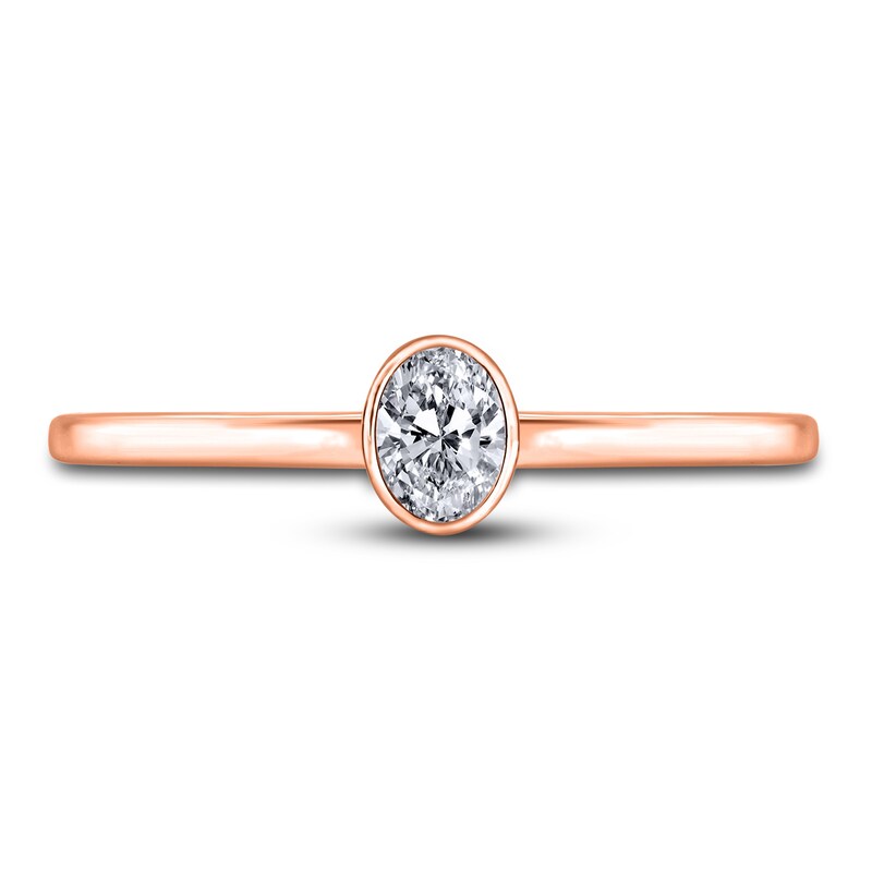 Main Image 3 of Diamond Solitaire Engagement Ring 1/4 ct tw Bezel-Set Oval 14K Rose Gold (I2/I)