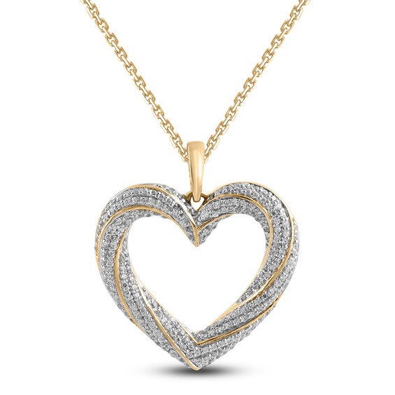 Jared The Galleria Of Jewelry Diamond Heart Necklace 1/2 ct tw Round 14K Yellow Gold 18