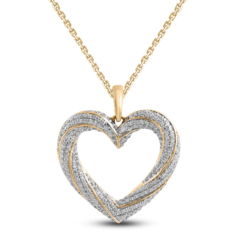 Diamond Heart Necklace 1/2 ct tw Round 14K Yellow Gold 18"