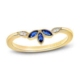 Kirk Kara Natural Blue Sapphire Anniversary Band Diamond Accents 14K Yellow Gold