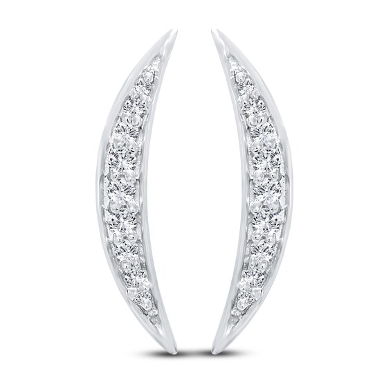 Jared The Galleria Of Jewelry Diamond Crescent Stud Earrings 1/15 ct tw Round 10K White Gold