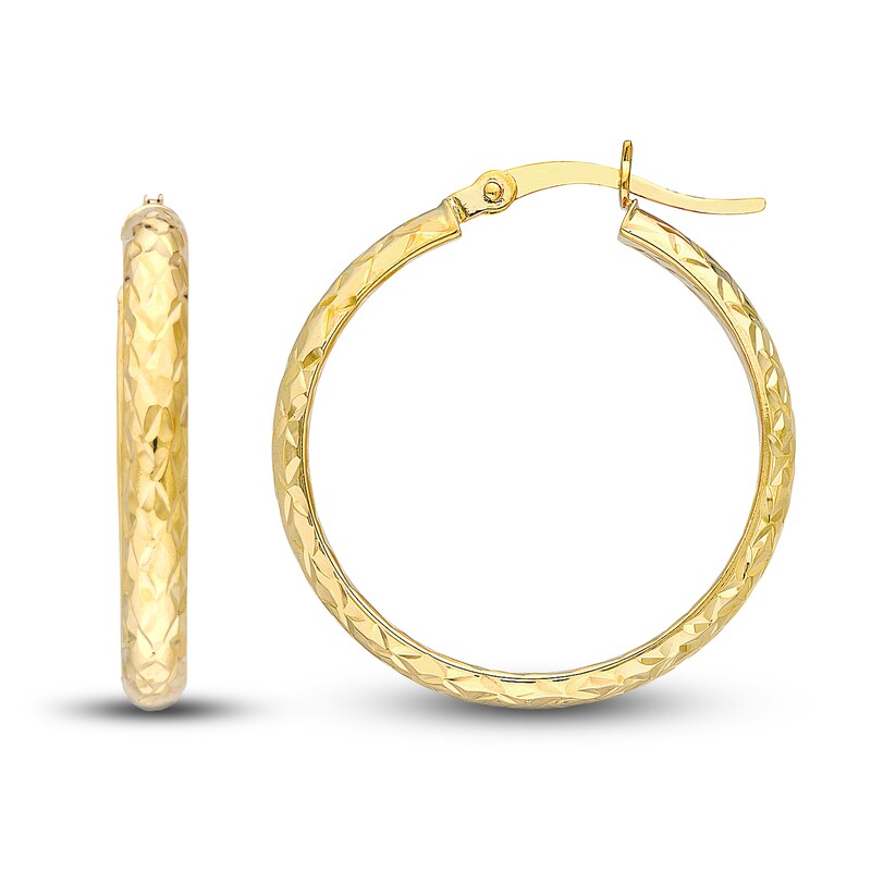 Diamond-Cut In/Out Hoop Earrings 14K Yellow Gold 25mm