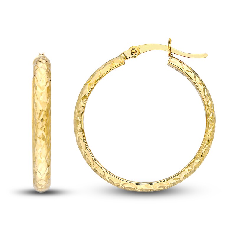 Diamond-Cut In/Out Hoop Earrings 14K Yellow Gold 25mm