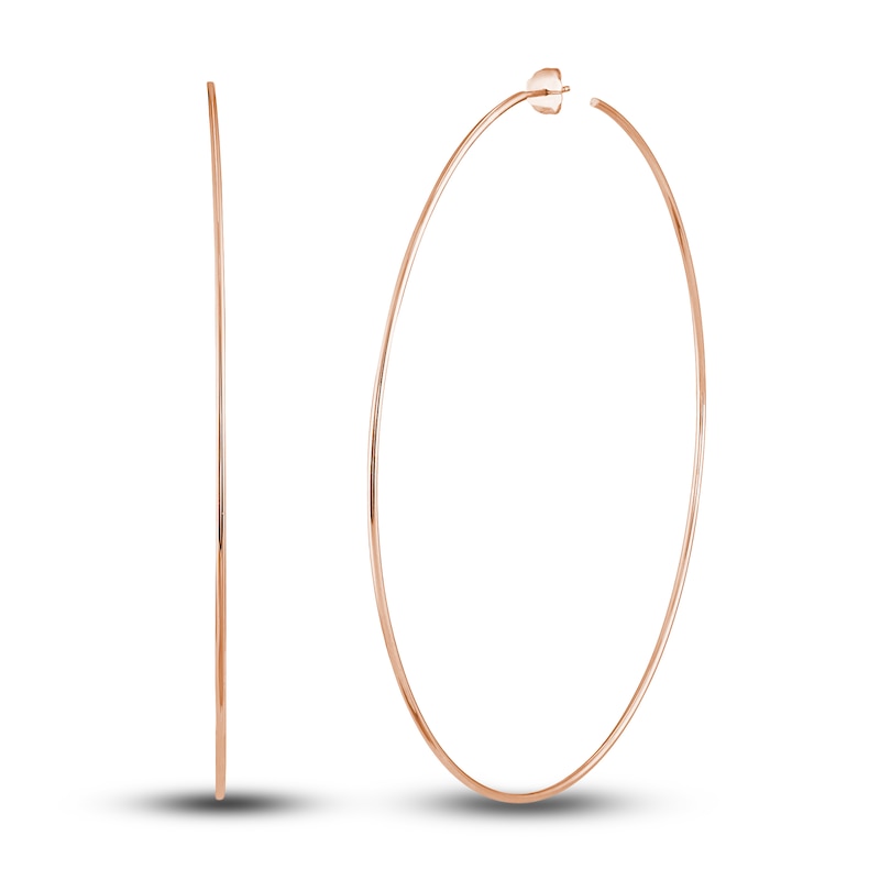 Round Wire Hoop Earrings 14K Rose Gold 90mm