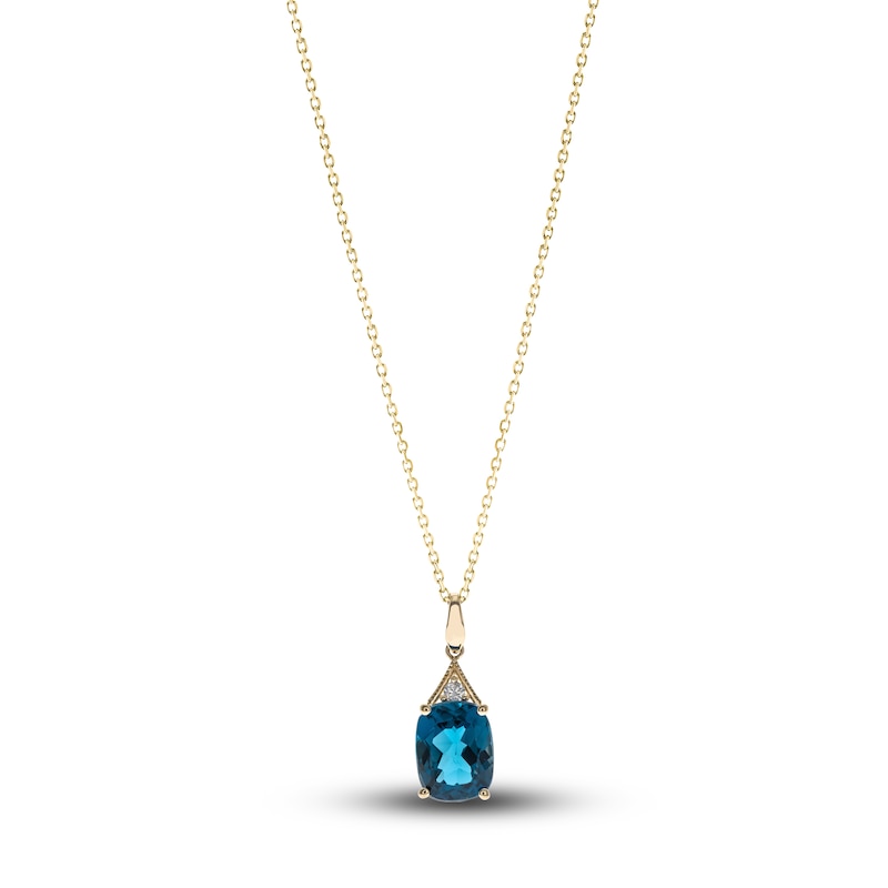 Main Image 1 of Natural Topaz Necklace Diamond Accents 10K Yellow Gold