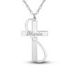 Thumbnail Image 1 of Engravable Cross Pendant Necklace 14K White Gold 28mm 18" Adj.