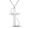 Thumbnail Image 0 of Engravable Cross Pendant Necklace 14K White Gold 28mm 18" Adj.