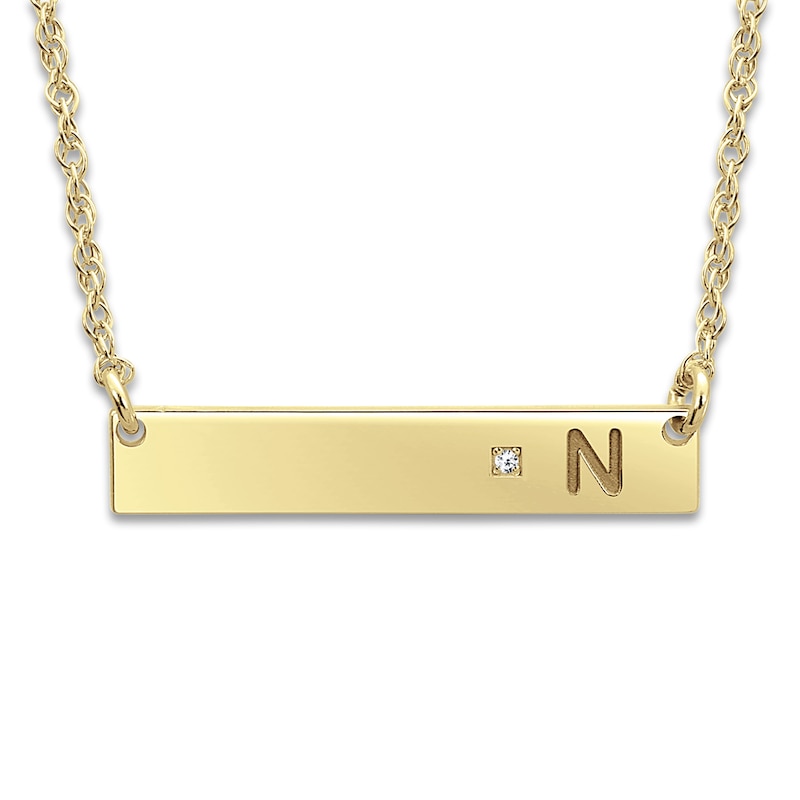 Main Image 1 of Bar Necklace Diamond Accent 14K Yellow Gold 18"