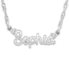 Thumbnail Image 0 of Personalized Name Necklace Diamond Accents White Gold-Plated Sterling Silver 18"