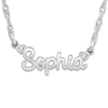 Thumbnail Image 1 of Personalized Name Necklace Diamond Accents White Gold-Plated Sterling Silver 18"