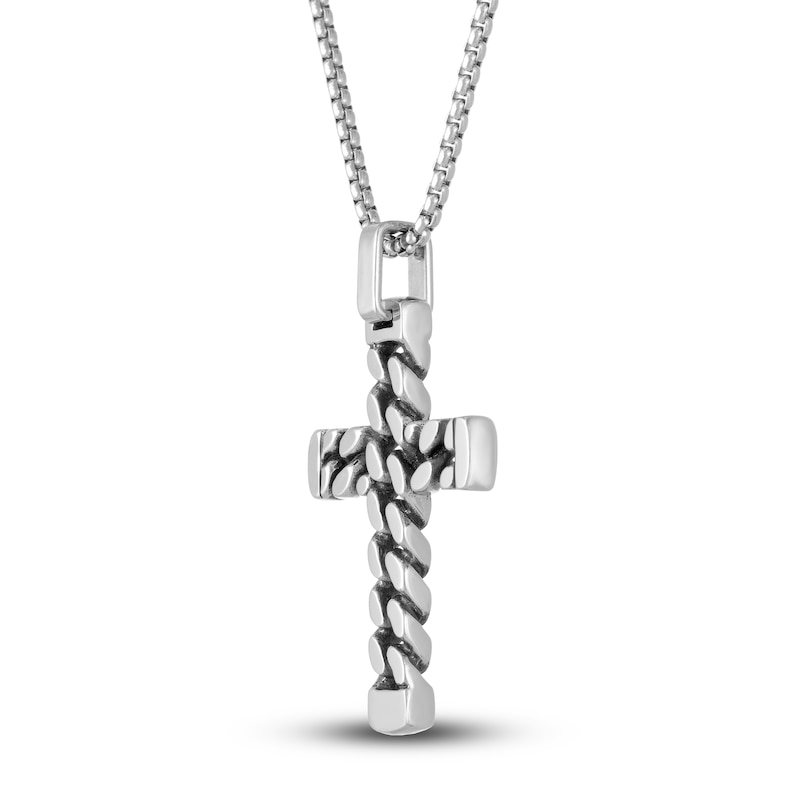 Main Image 5 of Men's Solid Cross Necklace & Bracelet Set Stainless Steel
