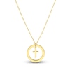 Thumbnail Image 1 of Cutout Circle Cross Necklace 14K Yellow Gold 16"