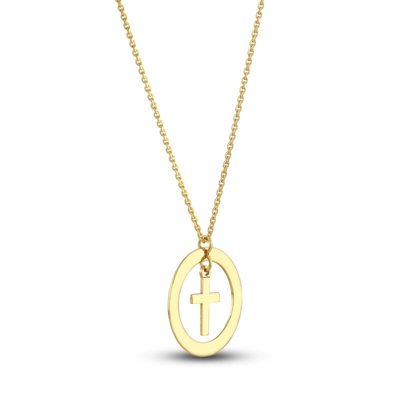 Main Image 2 of Cutout Circle Cross Necklace 14K Yellow Gold 16"