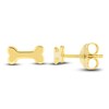 Dog Bone Stud Earrings 14K Yellow Gold