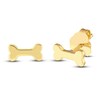Dog Bone Stud Earrings 14K Yellow Gold