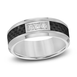 Diamond Wedding Band 1/6 ct tw Round Gray Tungsten