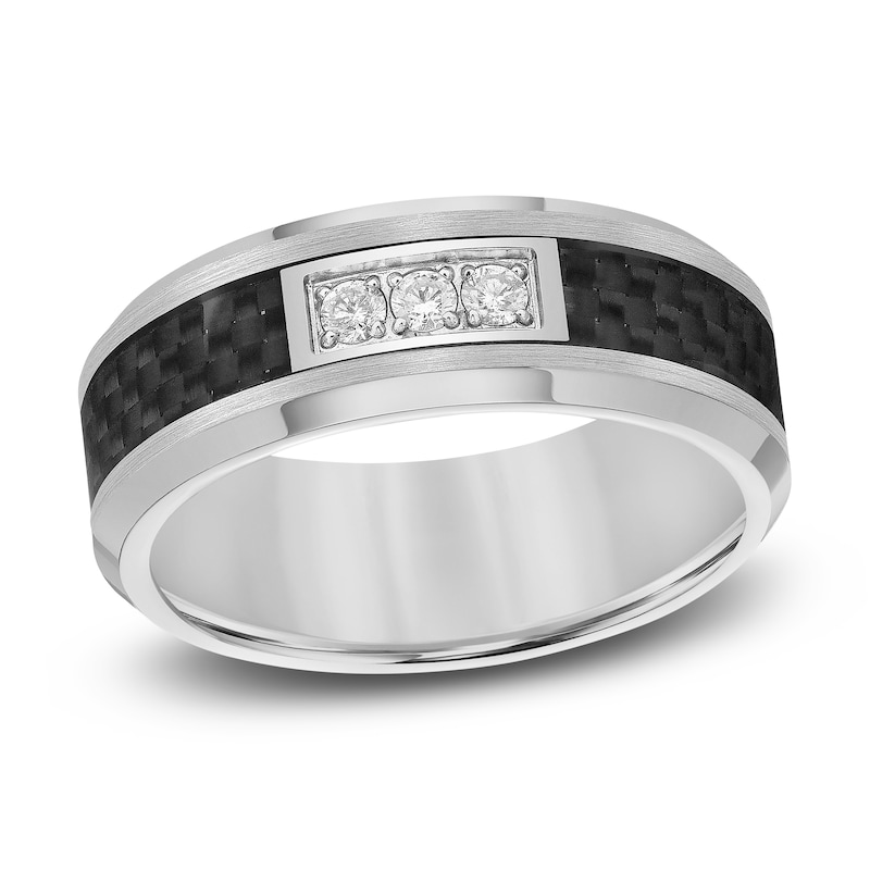 Diamond Wedding Band 1/6 ct tw Round Gray Tungsten