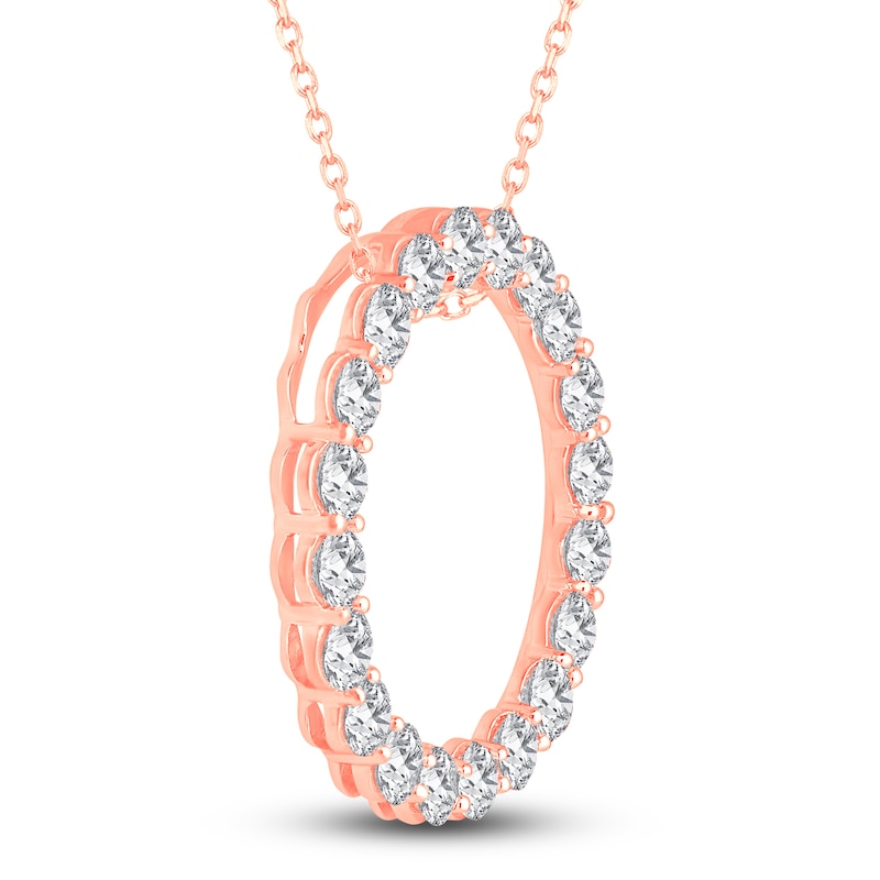 Main Image 2 of Diamond Circle Pendant Necklace 5 ct tw Round 14K Rose Gold 18"