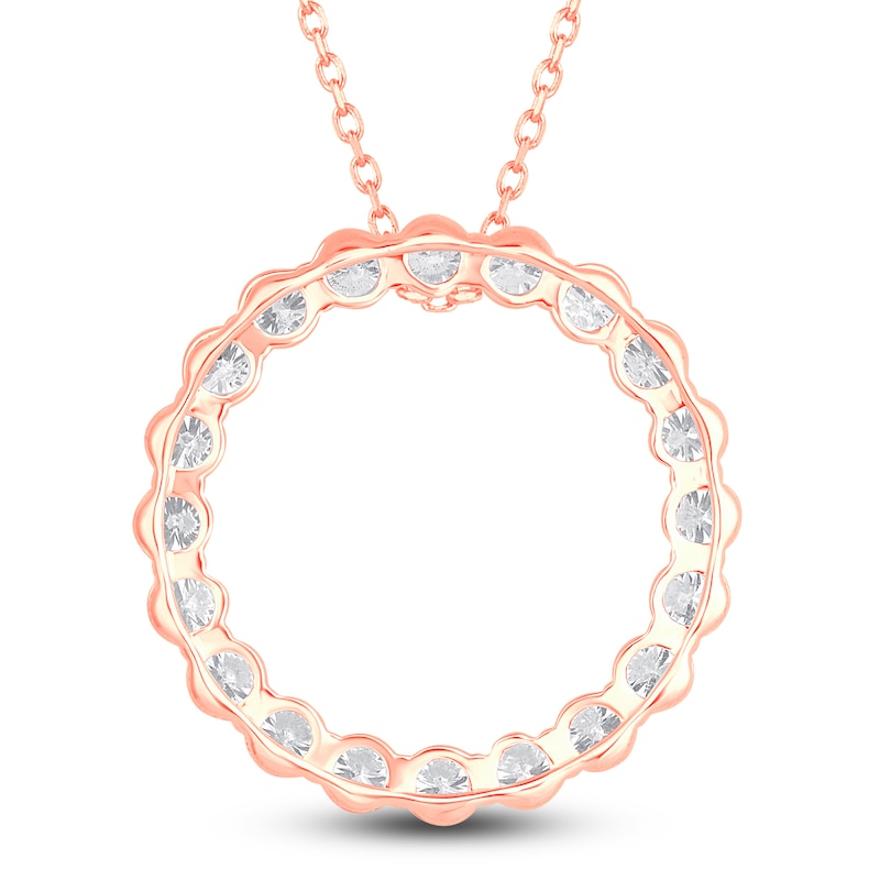 Main Image 3 of Diamond Circle Pendant Necklace 5 ct tw Round 14K Rose Gold 18"