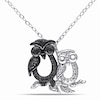 Thumbnail Image 1 of Black Diamond Owl Diamond Accents Necklace Sterling Silver 18"