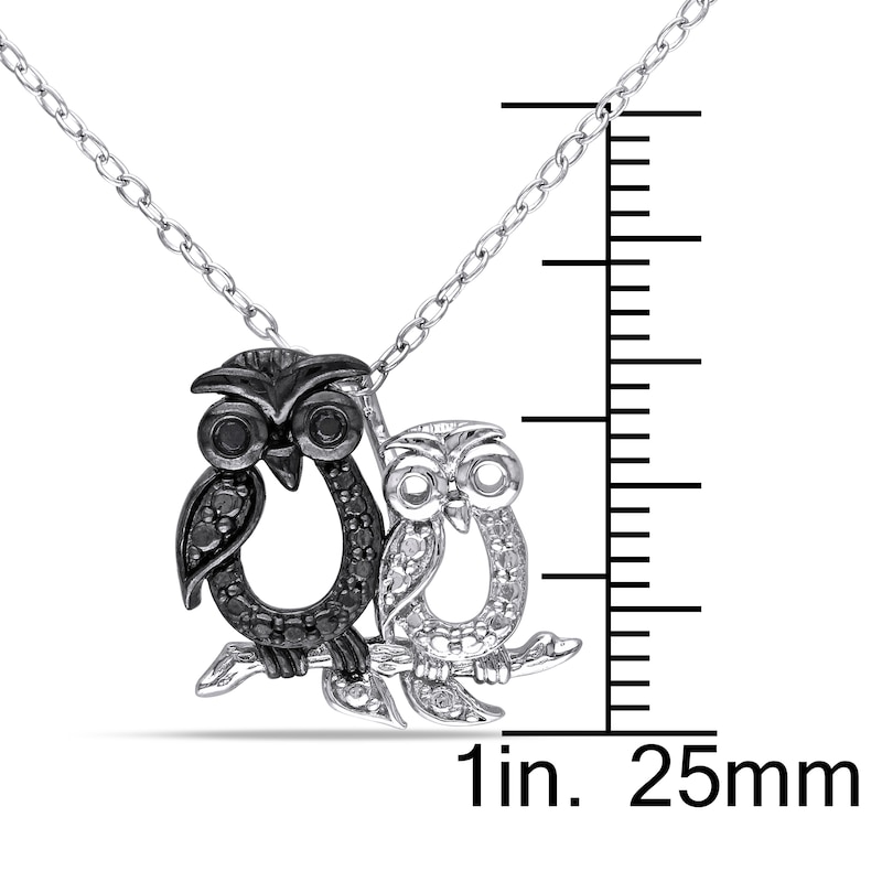 Main Image 3 of Black Diamond Owl Diamond Accents Necklace Sterling Silver 18"