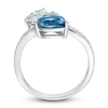 Thumbnail Image 3 of Natural Aquamarine & Natural Blue Topaz Ring 1/10 ct tw Diamonds 14K White Gold