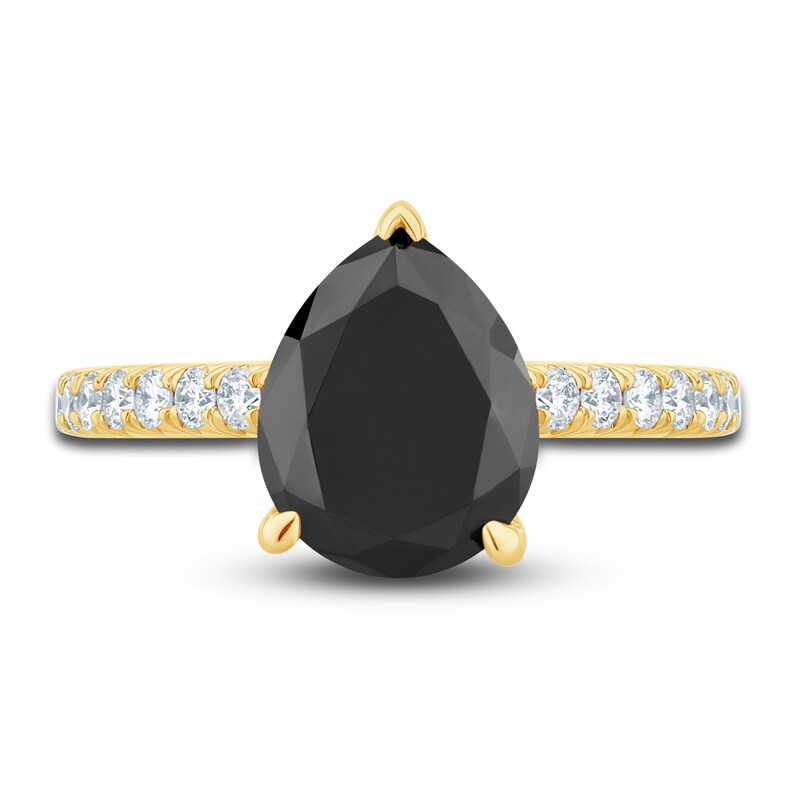 Main Image 3 of Pnina Tornai Black & White Diamond Engagement Ring 3-3/4 ct tw Pear/Round 14K Yellow Gold
