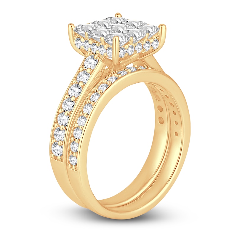 Diamond Bridal Set 2 ct tw Princess/Round 14K Yellow Gold