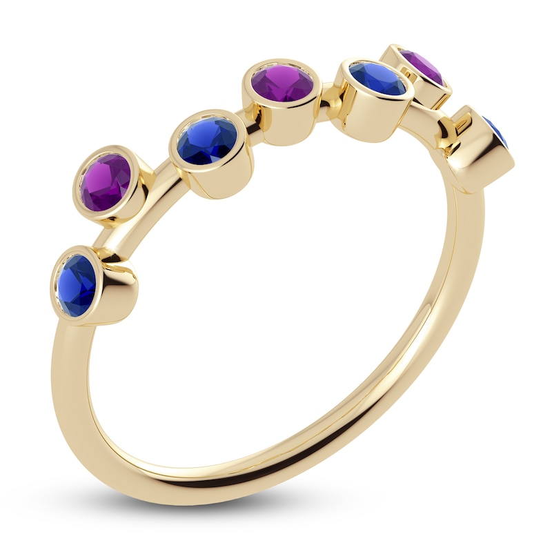 Juliette Maison Natural Amethyst & Natural Blue Sapphire Ring 10K Yellow Gold