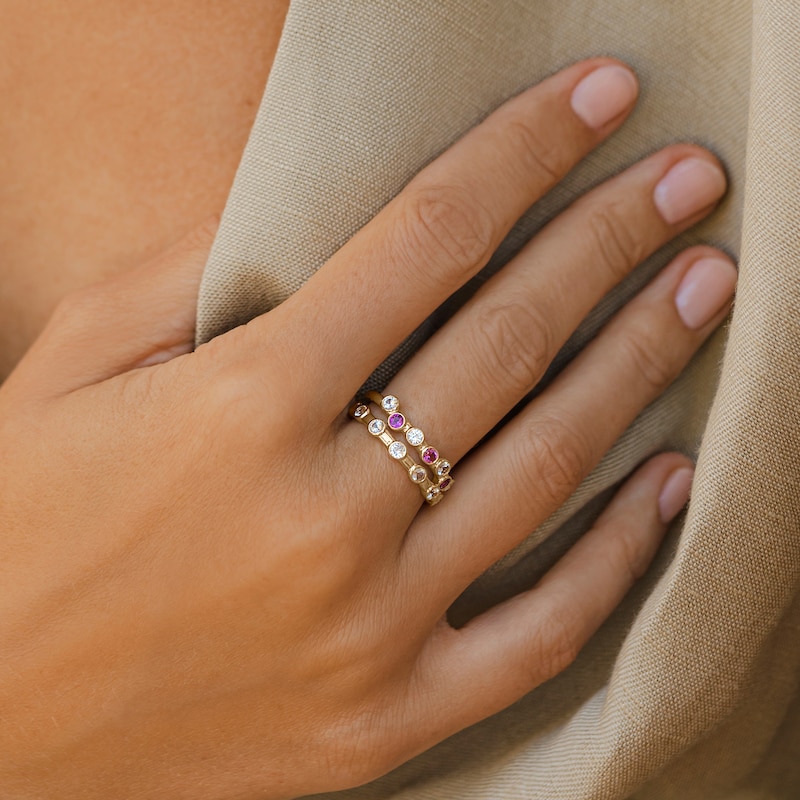 Juliette Maison Natural Ruby & Natural Garnet Ring 10K White Gold