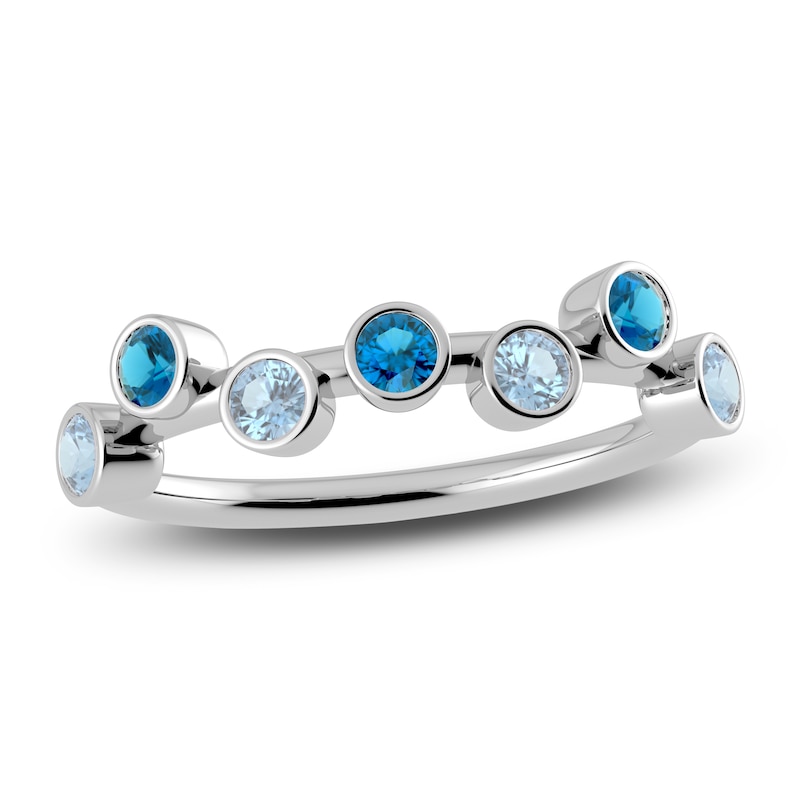 Main Image 1 of Juliette Maison Natural Blue Zircon & Natural Aquamarine Ring 10K White Gold